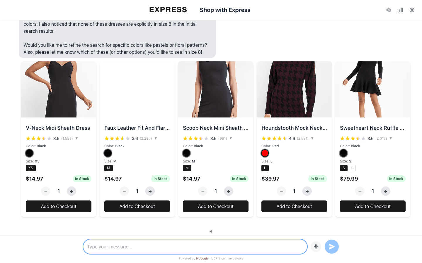 Cartivo Express agent showing real product results